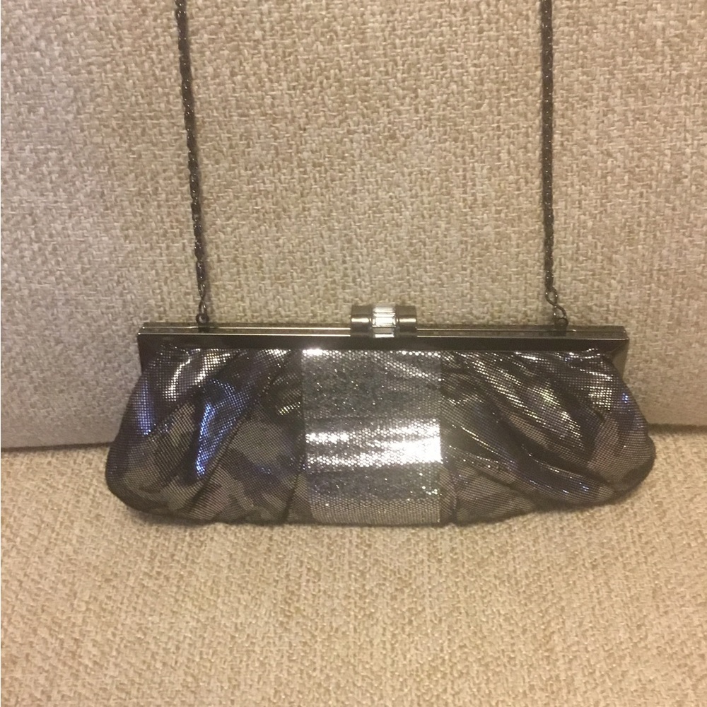 Lulu Townsend Silver Black Evening Prom Clutch Purse - Picture 3 of 3